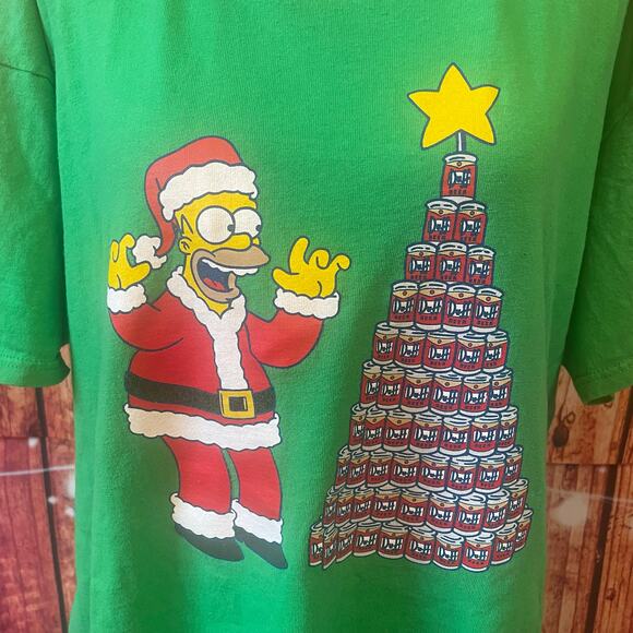 Vintage Simpson's Homer Christmas Duff Beer tree tee shirt size Extra Large Y2K - Picture 5 of 6